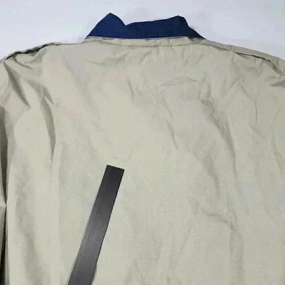 Members Only Mens Embroidered Logo Jacket Large Tan w/Plaid Lining Epaulets READ - Picture 8 of 16